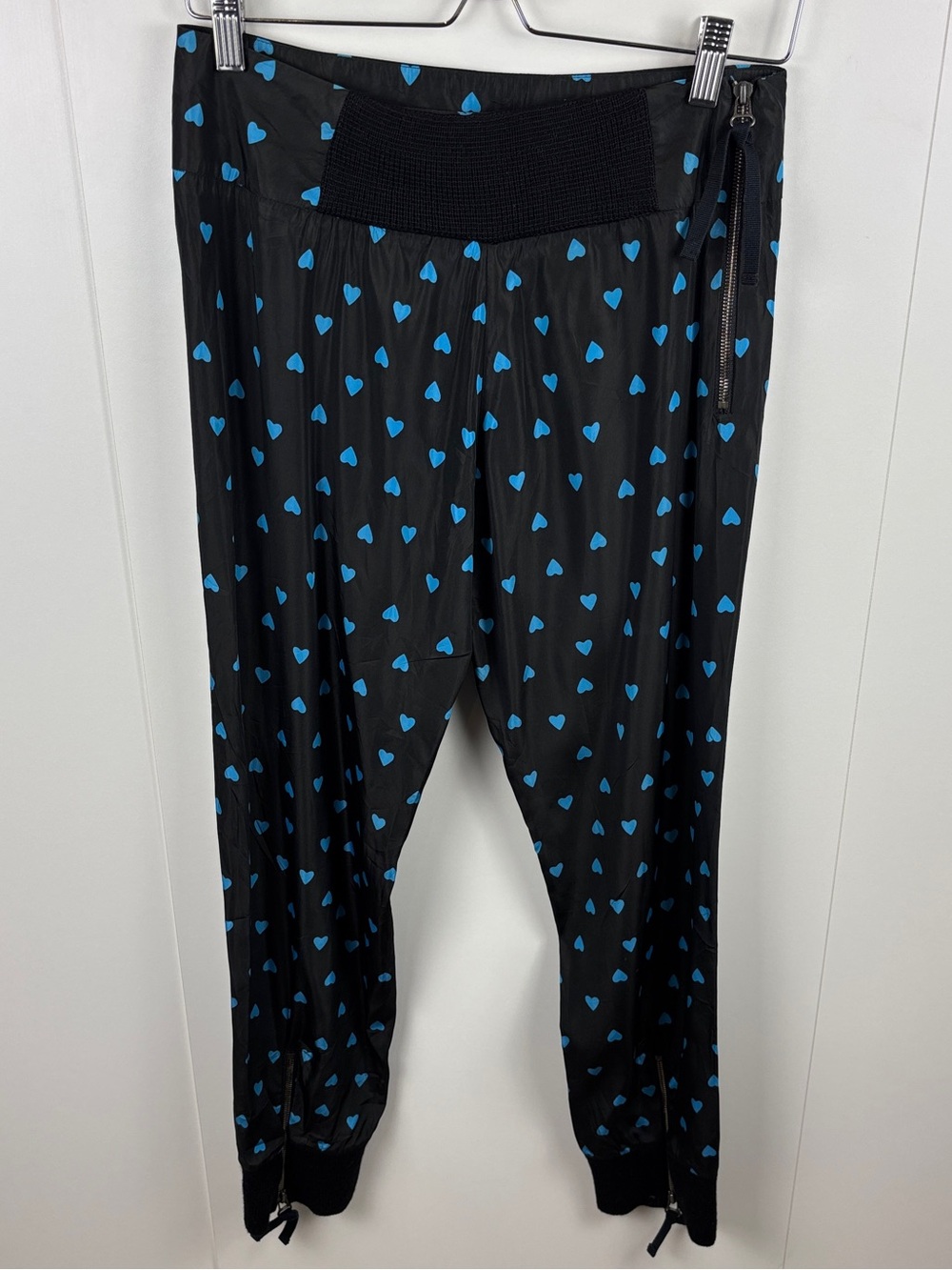 Marni Silk Blend Heart Pants Blue Black Capri Joggers Winter 2011 sz 38/US 2